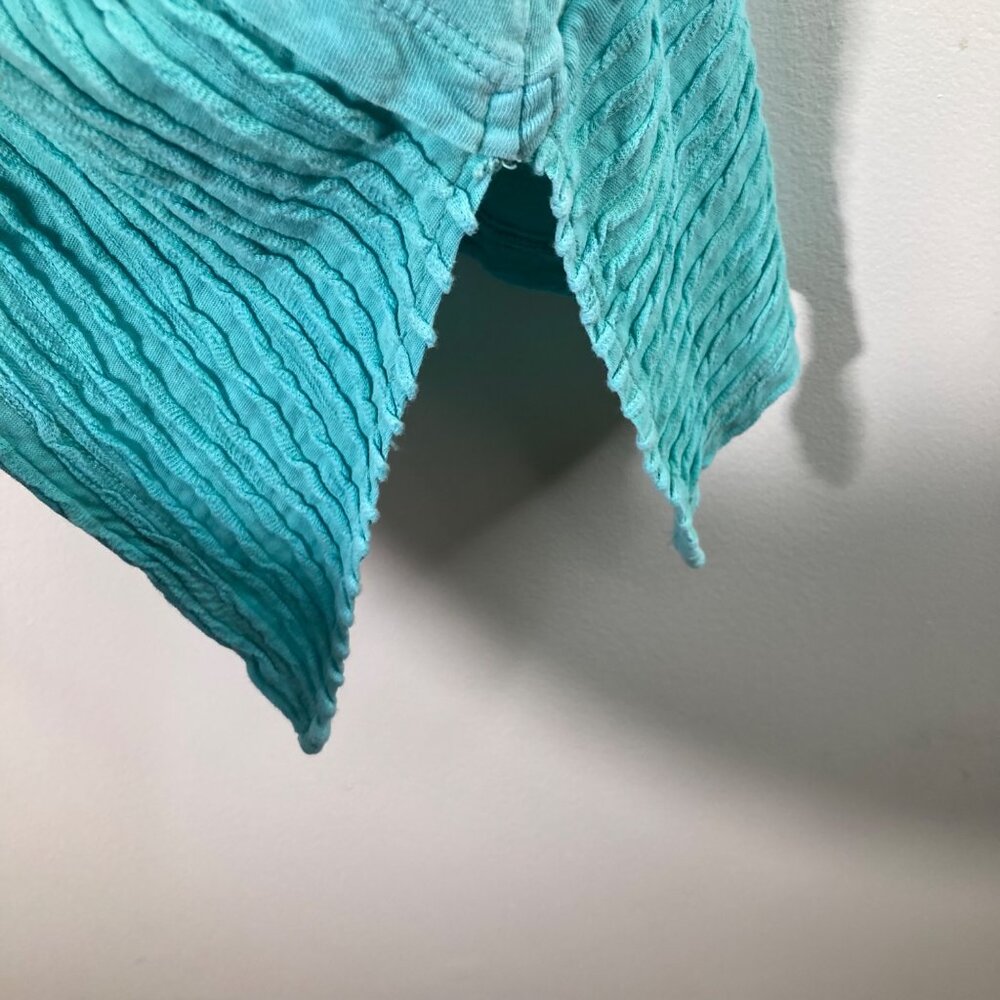 Abstract Print Teal Blouse - Picture 7 of 10